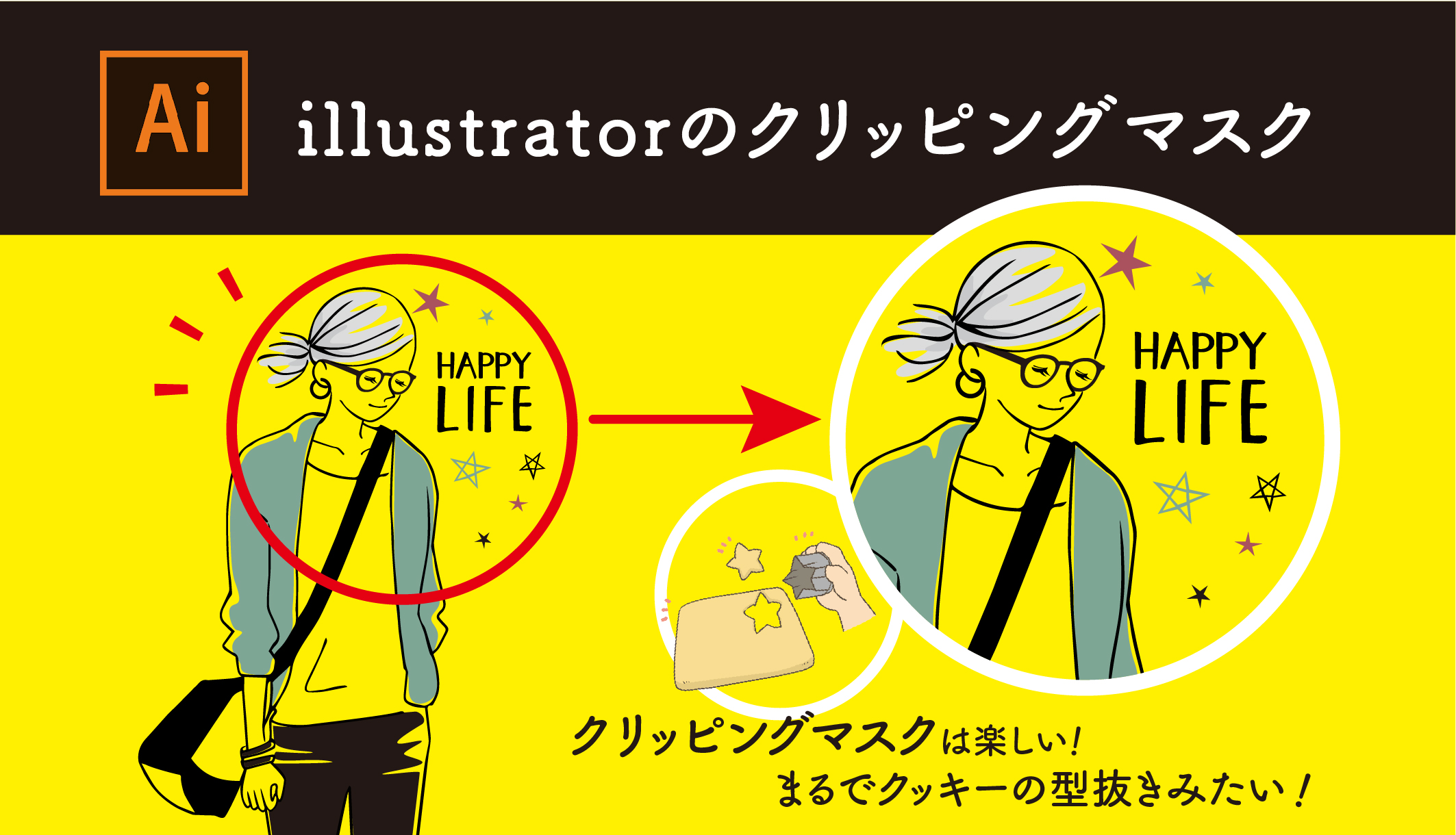 Illustratorのクリッピングマスクは クッキーの型抜きみたい Designでhappylife